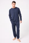 OceanRipple™ Premium Örme Pamuk Uzun Kollu Henley & Uzun Pantolonlu Erkek Pijama Takımı
