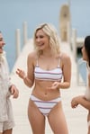 Riviera Beyaz / Kırmızı / Lacivert Çizgili Premium Bandeau Bikini Set