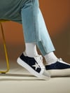 Bloom Model Hakiki Deri El Yapımı Lacivert Süet Sneaker Ayakkabı 