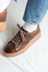 Dantes Model Hakiki Deri El Yapımı Erkek Kahverengi Günlük Sneaker