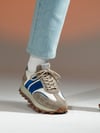 Dustin Model Hakiki Deri El Yapımı Bej Mavi Sneaker Ayakkabı