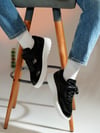 Jesse Model Hakiki Deri El Yapımı Siyah Açma Deri Sneaker Ayakkabı