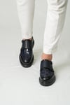 Natali Model Hakiki Deri El Yapımı Erkek Lacivert Kroko Deri Casual Ayakkabı