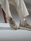 Sage Model Hakiki Deri El Yapımı Bej Triko Sneaker Ayakkabı