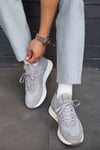 Sage Model Hakiki Deri El Yapımı Gri Triko Sneaker Ayakkabı