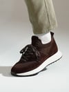 Sage Model Hakiki Deri El Yapımı Kahverengi Triko Sneaker Ayakkabı