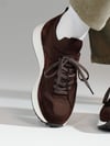Sage Model Hakiki Deri El Yapımı Kahverengi Triko Sneaker Ayakkabı