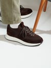 Sage Model Hakiki Deri El Yapımı Kahverengi Triko Sneaker Ayakkabı