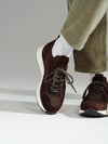 Sage Model Hakiki Deri El Yapımı Kahverengi Triko Sneaker Ayakkabı