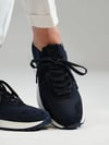 Sage Model Hakiki Deri El Yapımı Lacivert Triko Sneaker Ayakkabı