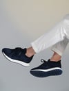 Sage Model Hakiki Deri El Yapımı Lacivert Triko Sneaker Ayakkabı