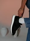 Sage Model Hakiki Deri El Yapımı Siyah Triko Sneaker Ayakkabı