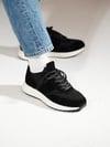 Sage Model Hakiki Deri El Yapımı Siyah Triko Sneaker Ayakkabı