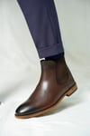 Snow Model Hakiki Deri El Yapımı Kahverengi Erkek Bot