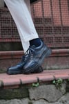 Thomas Model Hakiki Deri El Yapımı Lacivert Sneaker Ayakkabı 