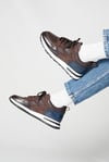 Vios Model Hakiki Deri El Yapımı Haki Erkek  Sneaker