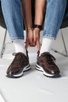 Vios Model Hakiki Deri El Yapımı Haki Erkek  Sneaker