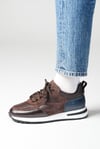 Vios Model Hakiki Deri El Yapımı Haki Erkek  Sneaker