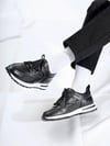 Vios Model Hakiki Deri El Yapımı Siyah Erkek  Sneaker