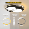 Ø60CM SİYAH YUVARLAK İÇİ ÇİFT YUVARLAK LED TAVAN LAMBASI,AVİZE,MODERN AYDINLATMA,3 IŞIK RENGİ,KUMANDALI