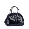  Nas Bag Kadın  Mini Boy Klipsli El ve Postacı Çantası Siyah Rugan (20x13 cm)