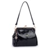Nas Bag Burslu Klipsli Vintage Omuz ve Çapraz Çanta (23x20 cm ebatlarındadır) Siyah Lopez 