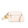 Nas Bag Kadın Çapraz Çanta Mini Cüzdanlı Ayarlanabilir Askılı Krem Camel Gofraj