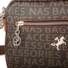 Nas Bag Kadın Çapraz Çanta Mini Cüzdanlı Ayarlanabilir Askılı Kahve Taba Yazılı