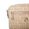 Nas Bag Kadın Çapraz Çanta Mini Cüzdanlı Ayarlanabilir Askılı Vizon Taba Yazılı
