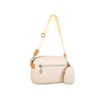 Nas Bag Kadın Çapraz Çanta Mini Cüzdanlı Ayarlanabilir Askılı Krem Camel Gofraj
