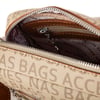 Nas Bag Kadın Çapraz Çanta Mini Cüzdanlı Ayarlanabilir Askılı Vizon Taba Yazılı
