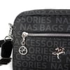 Nas Bag Kadın Çapraz Çanta Mini Cüzdanlı Ayarlanabilir Askılı Siyah Yazılı