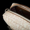 Nas Bag Kadın Çapraz Çanta Mini Cüzdanlı Ayarlanabilir Askılı Krem Camel Yazılı