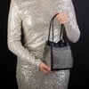 Nas Bag Kadın Çapraz  Çantası Siyah White Diamond Beyaz Elmas Taşlı Ayarlanabilir Askılı