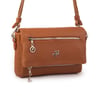 Nas Bag Kadın Çapraz Çok Cepli Spor Çanta Taba Gofraj  (25x18x7 cm )