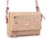 Nas Bag Kadın Çapraz Çok Cepli Spor Çanta Vizon Taba Yazılı  (25x18x7 cm )