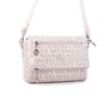 Nas Bag Kadın Çapraz Çok Cepli Spor Çanta Beyaz Yazılı (25x18x7 cm )