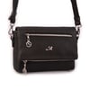 Nas Bag Kadın Çapraz Çok Cepli Spor Çanta Siyah Gofraj  (25x18x7 cm )