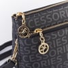 Nas Bag Kadın Çapraz ve Clutch Çanta Bilek ve Çapraz Askılı Siyah  Yazılı (24x15 cm) 