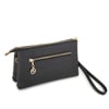 Nas Bag Kadın Çapraz ve Clutch Çanta Bilek ve Çapraz Askılı  Siyah  Gofraj  (24x15 cm) 