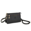 Nas Bag Kadın Çapraz ve Clutch Çanta Bilek ve Çapraz Askılı  Siyah  Gofraj  (24x15 cm) 