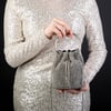 Nas Bag Kadın Çapraz ve El Çantası Black Diamond Siyah Gümüş Taşlı Büzmeli  Çanta