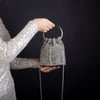 Nas Bag Kadın Çapraz ve El Çantası Black Diamond Siyah Gümüş Taşlı Büzmeli  Çanta
