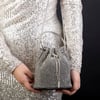 Nas Bag Kadın Çapraz ve El Çantası Black Diamond Siyah Gümüş Taşlı Büzmeli  Çanta