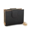 Nas Bag Kadın Çift Kapaklı Mini Cüzdan Siyah Camel Gofraj