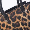 Nas Bag Kadın Midiboy Şık Üç Bölmeli  El ve Çapraz Çanta  Taba Leopar   (23x17 cm)