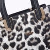 Nas Bag Kadın Midiboy Şık Üç Bölmeli  El ve Çapraz Çanta  Siyah Leopar  (23x17 cm)