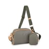 Nas Bag Kadın Mini Çapraz Çantası Yeşil Camel Gofraj