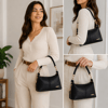 Nas Bag Kadın Mini Omuz ve Çapraz Çanta Örgülü Askılı (en: 23 cm , boy: 14 cm) Siyah Lopez