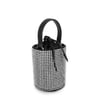 Nas Bag Kadın Omuz Çantası Black White Diamond Siyah Gümüş Taşlı Silindir  Çanta